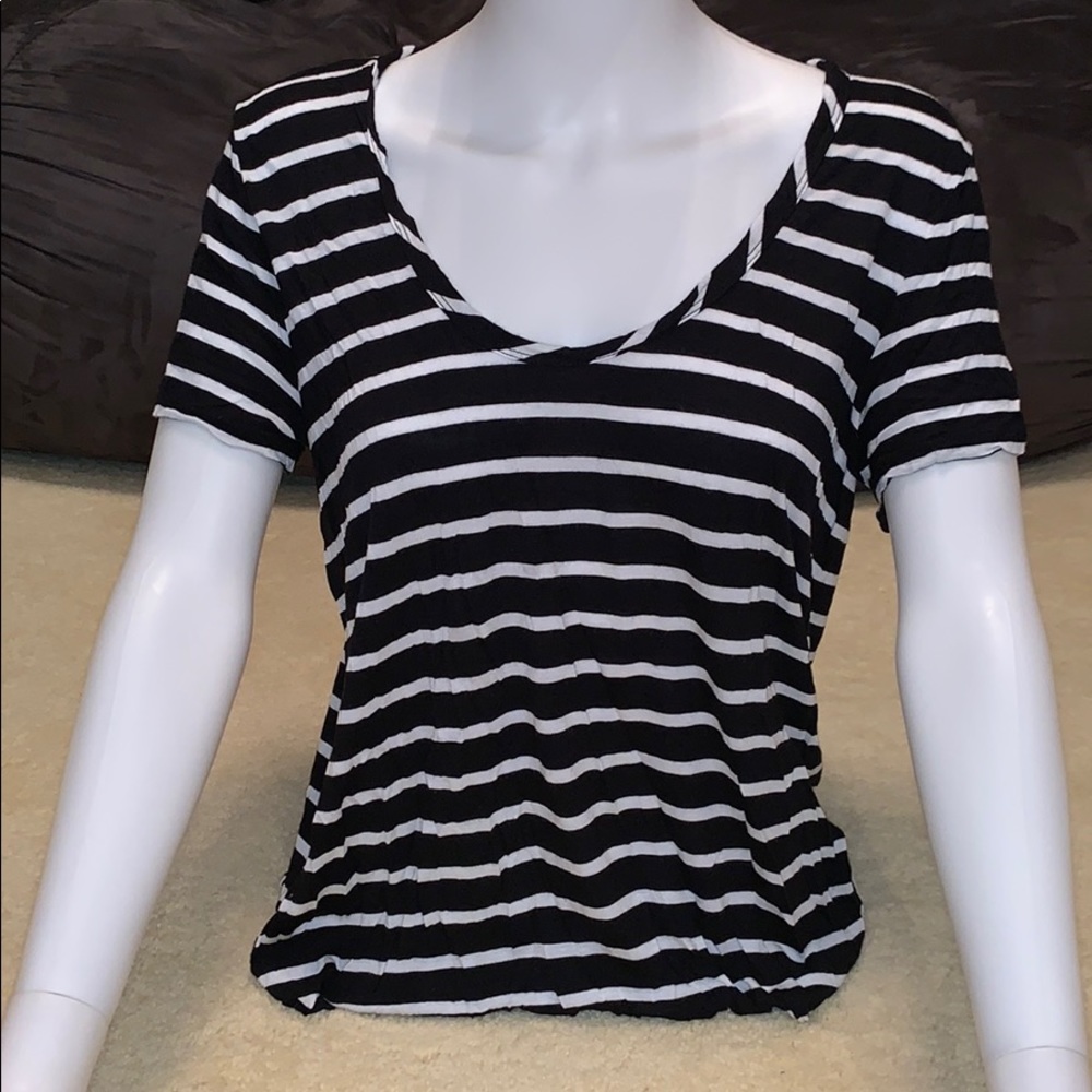 Black and White Striped Talula Short Sleeve Shirt